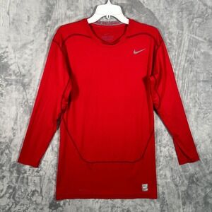 Nike Pro Combat Long Sleeve Shirt Mens 2XL Red Compression Training Gym Stretch